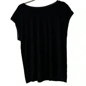 TAHARI black tshirt with mesh detail on sleeves size L